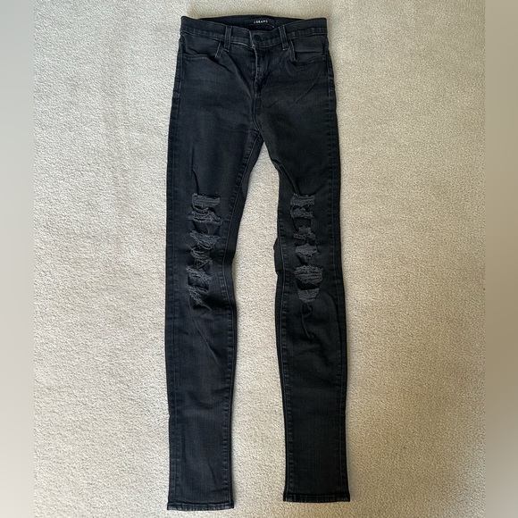 J Brand Black Distressed Cigarette Leg Denim - Sz 26 - Picture 1 of 11